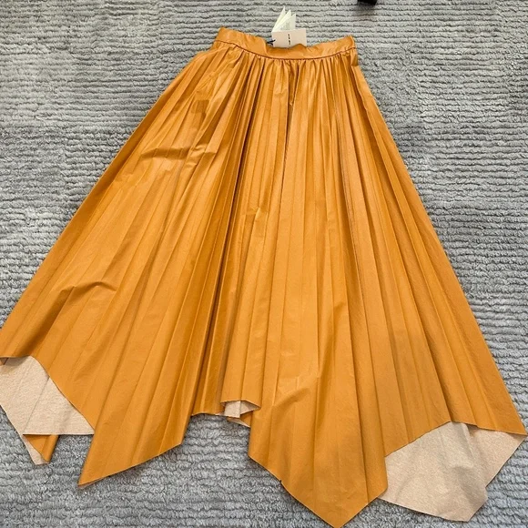 NWT Isabel Marant Davis Asymmetric pleated maxi skirt - faux leather - Picture 5 of 9